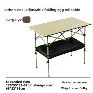 Factory's White <b>Folding</b> Egg Roll <b>Table</b> Portable Car-Mounted Camping Picnic <b>with</b> <b>Adjustable</b> <b>Height</b> Made of Iron - Product Image 2