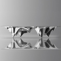 Meuble de salon rectangle moderne avec table basse en métal miroir