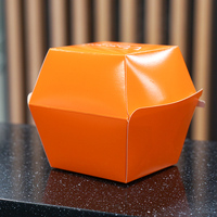 Boîte à hamburger en papier kraft avec doublure intérieure résistante à la graisse pour la livraison en restaurant, logo personnalisé