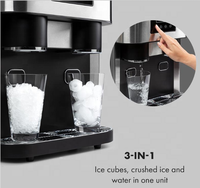 Machine à glaçons électrique 18 kg pour hôtel, machine à glaçons de comptoir avec distributeur d'eau, écran tactile LCD, distributeur d'eau portable