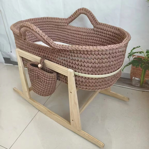 Panier de moïse au crochet avec matelas en mousse avec <span class=keywords><strong>berceau</strong></span> à bascule en bois de pin de Nouvelle-Zélande et <span class=keywords><strong>berceau</strong></span> de sécurité - Product Image 1