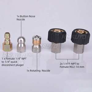 Kit de nettoyage de canalisations pour nettoyeur haute pression Karcher, tuyau de 1/4 pouce NPT, tuyau de nettoyage des drains, buse de nettoyage de canalisations à bouton et rotative - Product Image 6