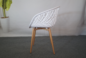 <span class=keywords><strong>Chaise</strong></span> en maille plastique avec base en métal imitation bois, style <span class=keywords><strong>scandinave</strong></span> moderne, pour salle à manger intérieure et sièges décontractés - Product Image 5