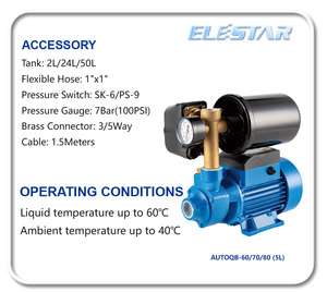 Otomatik Qb60 24L 50L tankları yüksek basınçlı elektrikli kendinden emişli Jet yüzey çiftlik sulama emmek hidrofor pompa 220v otomatik - Product Image 4