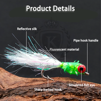 Dumbbell-Eye Minnow mit 8 #   Künstlicher Hakenköder Fluoreszierender Nachtleuchtender Streamer Fliegenköder für Forellen- und Barschfliegenfischen