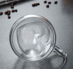 Clear Heat Resistant Borosilicate Glass Coffee Tumbler Heart Shaped Double Wall <b>Large</b> Capacity Reusable Portable Travel <b>Mug</b> - Product Image 3