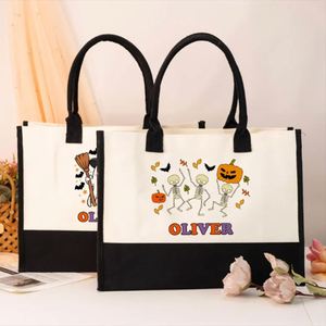 Custom <b>Large</b> Capacity Cotton <b>Canvas</b> Halloween Embroidery Winter Tote <b>Bag</b> Eco-friendly Summer Travel Holiday Print Beach Open - Product Image 1