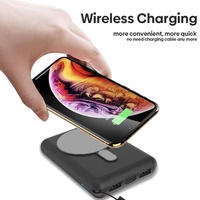 Batterie externe solaire magnétique portable d'extérieur 10000mAh, mini chargeur sans fil ultra-mince rapide double USB USB-C 15W pour téléphone