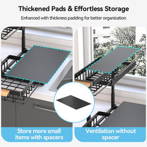 Organisateur <span class=keywords><strong>sous</strong></span> l'évier <span class=keywords><strong>Étagère</strong></span>s de rangement en métal à 2 niveaux avec panier coulissant pour cuisine salle de bain - Product Image 4