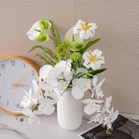 CF02051 Arrangement de fleurs artificielles orchidées tulipes ouvertes anthériums verdure pour décor à la maison élégant mariages salon bureau