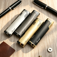 Briquet à jet direct BD447 avec fenêtre visuelle, en métal, personnalisé, au gaz butane, coupe-vent, portable, vente en gros