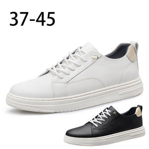 Chaussures décontractées pour hommes en cuir de vachette respirant à petits trous, nouvelle collection automne, légères, couleur unie blanche, doublure en microfibre - Product Image 3