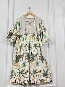 Vestido Midi de Algodón Puro con Estampado de Jungla para Mujer, Corte Holgado, Estilo Étnico Bohemio, Ropa de Verano para Resort, Venta al por Mayor para Boutiques - Product Image 6