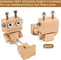 JULEASEL Poupée robot en bois artisanale avec pieds qui bougent et jambes oscillantes - Adorable ornement pour tableau de bord et bureau, idéal pour le bureau et le véhicule