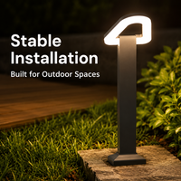 Lampe de balise extérieure étanche IP65 pour jardin et allée, en aluminium moulé sous pression et PC, 12W, finition gris sable, anti-rouille