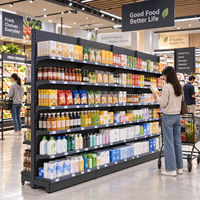 Étagère murale métallique robuste simple face pour supermarché, magasin de détail et épicerie, réglable