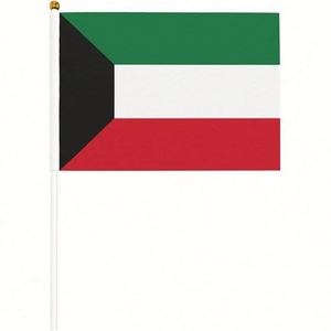 Wholesale Kuwait <b>Flag</b> Hand-Waved Mini <b>Flag</b> Polyester Equipped With Plastic or Wooden Flagpole for National Day Decoration - Product Image 2