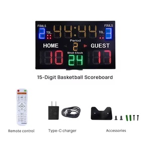 Ganxin <span class=keywords><strong>15</strong></span> dígitos Control remoto Digital LED Marcador electrónico de baloncesto con reloj de tiro de 24s y función de temporizador de Cuenta regresiva - Product Image 3