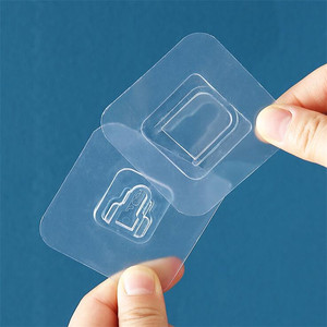 Transparent Plastic Snap Fastener Rectangle Wall Mounted <b>Adhesive</b> <b>Hook</b> Punch Free Polished Finish <b>Hooks</b> Rails - Product Image 4