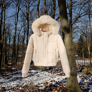 Manteau d'hiver épais en coton matelassé avec fermeture éclair, imprimé animal et col en fourrure pour étudiant - Product Image 2