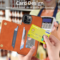 Casing Ponsel Kulit PU Bisnis Samsung, Dompet Ponsel Kulit Berdiri Flip untuk iPhone 13 12 11