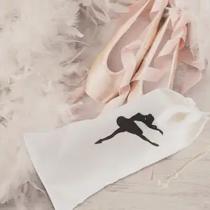 Kustom Logo kualitas tinggi indah bernapas kantong tali balet tas katun kanvas tas sepatu