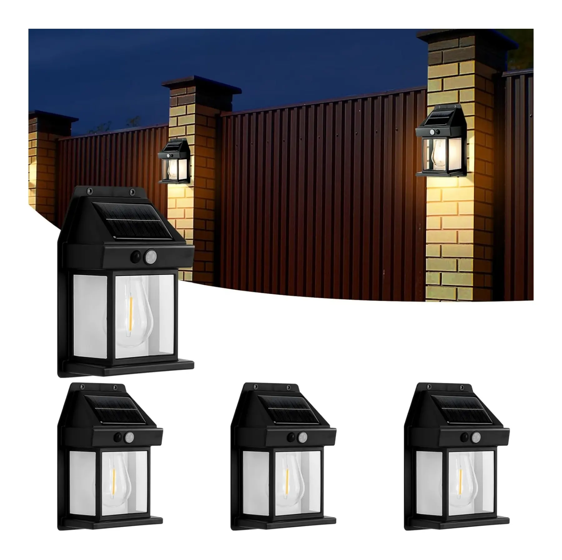 Solar Flood Lights Outdoor  Dusk to Dawn Motion Sensor Wall Lantern with 3 Modes  Decorative Wall Sconce