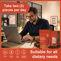 Pastilles de caféine avec L-Théanine 120mg, caféine naturelle 80mg, vitamines B6 et B12, complément alimentaire, 90 unités