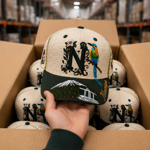 Cappello Gotico Ricamato ODM con Scritta 'All in My Eyes', Set Completo Personalizzato, Stile Streetwear in Camoscio con Fiamme - Product Image 5