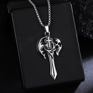 Colar Masculino de Aço Inoxidável e Liga com Cruz, Corrente Longa, Diamantes Cravejados, Estilo Hip-Hop, Design Moderno para Suéter, Unissex - Product Image 5