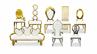 Großer Goldener Runder Rahmen Hochzeits-Sofabank Weißes Kissen Edelstahl Mondform Foto-Hintergrund Stuhl