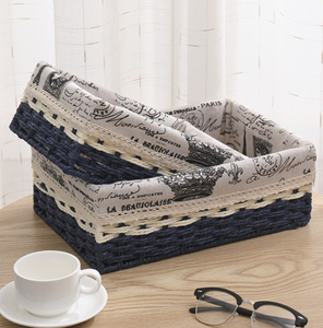 Cestini di <span class=keywords><strong>vimini</strong></span> con manico e fodera Set di carta corda intrecciata cestini decorativi per ripiani bagno cucina <span class=keywords><strong>pane</strong></span> di frutta - Product Image 2
