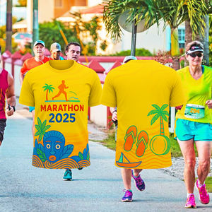 Impression numérique personnalisée 100% polyester maille séchage rapide sport marathon événement course sublimation chemises de plage t-shirts pour hommes - Product Image 1