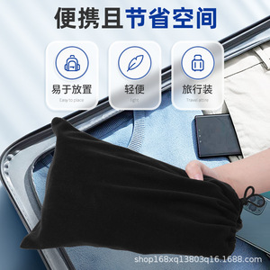 Repose-pieds de voyage portable et réglable en tissu Oxford noir, longueur 24,5 cm, hauteur flexible pour avion, train à grande vitesse, bureau - Product Image 4