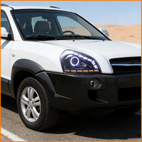 Pour Hyundai Tucson 2006-2012 : Ensemble de phares avant avec lentille de projecteur Bi-LED, clignotants séquentiels et feux de jour LED (DRL)