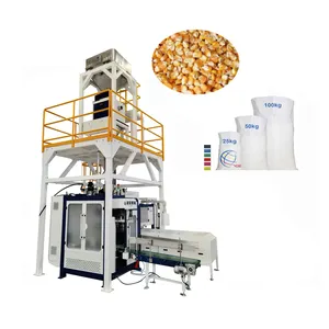 Máquina de embalagem de milho, bom preço, máquina de costura e selagem, equipamento de embalagem de grãos de 25kg