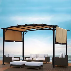 Pérgola impermeable para jardín al aire libre, Gazebo con marco de aluminio, pérgola arqueada