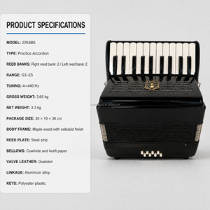 Accordéon chromatique 22 touches 8 basses en gros, <span class=keywords><strong>prix</strong></span> d'usine, MOQ 1, instrument portable en bois et celluloïd pour débutants, fournisseur - Product Image 1
