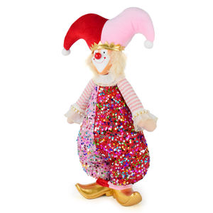 ของตกแต่งบ้านงานฝีมือประณีตใหม่ปี 2026 ของขวัญคริสต์มาส ตุ๊กตาโจ๊กเกอร์ผ้าพลัฌสีแดง ของสะสมวันวาเลนไทน์ ประดับเลื่อมลายตัวตลก - Product Image 2