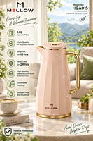 Carafe à café isotherme moderne OEM 1,0 L en PP noir mat avec intérieur en verre et poignée chromée angulaire pour hôtel