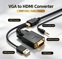 Cable Adaptador VGA Macho-Macho Chapado en Oro de 1.8m 1080P con Sincronización de Audio para Monitor de PC, Proyector y TV