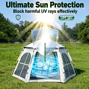 Carpa Familiar para Acampar, Apertura Automática Rápida, Una Habitación, Oxford 210D Impermeable, 1000-1500 mm, Glamping para las Cuatro Estaciones, Gran Espacio - Product Image 3