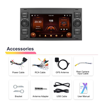 Podofo 7'' Android Carplay Android Auto Autoradio 2+64G Radio de voiture BT WIFI GPS EQ FM RDS pour Ford Transit Fiesta Focus Galaxy