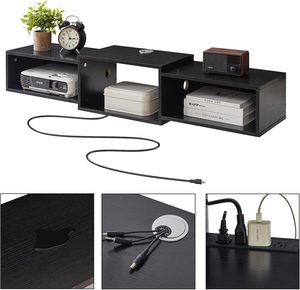Soporte de <span class=keywords><strong>TV</strong></span> Flotante <span class=keywords><strong>para</strong></span> Montar en la Pared con Tomacorriente, Consola Multimedia Moderna, Estante de Almacenamiento Flotante <span class=keywords><strong>para</strong></span> Sala de Estar o Dormitorio - Product Image 4