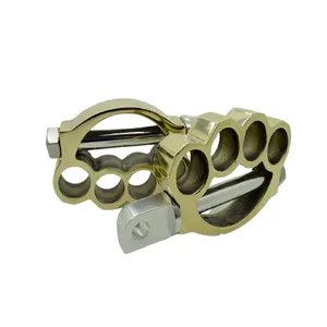 Café piloto da motocicleta de bronze "brass-knucks" pé pegs Apoio Para Os Pés Crash Bar Universal