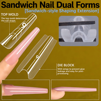 15 Tailles – Moules à Ongles Transparents Double Forme – Capsules Sandwich Coffin pour Extension Acrylique et Gel UV – Pas de Plateau en Papier Nécessaire – Manucure