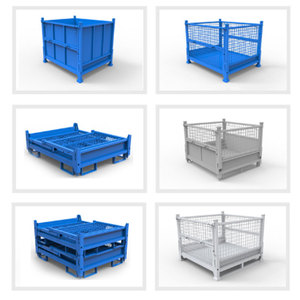 DJ <span class=keywords><strong>Metal</strong></span> Industrial Turnover Iron Box <span class=keywords><strong>Storage</strong></span> Rack Matériau pliant Cadre en plaque d'acier <span class=keywords><strong>Cage</strong></span> d'empilage pour le stockage d'équipement de cargaison - Product Image 5