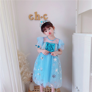 Di modo di Paillettes <span class=keywords><strong>Vestito</strong></span> Congelato Ragazza Congelati elsa costume vestiti del bambino elsa Dress congelato per le ragazze - Product Image 4