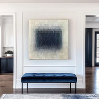 Wabi-Sabi peinture texturée Art mural abstrait neutre en toile peinte à la main minimaliste beige et bleu pour la décoration intérieure moderne