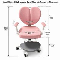 Chaise d'étude ergonomique réglable en hauteur pour enfants, avec dossier, accoudoirs rabattables et roulettes, idéale pour l'école et la maison